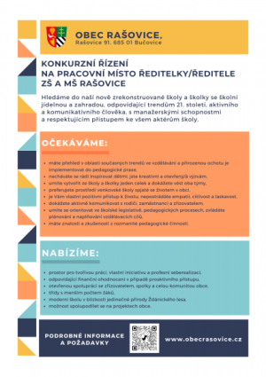 Ředitelka/ředitel ZŠ a MŠ Rašovice